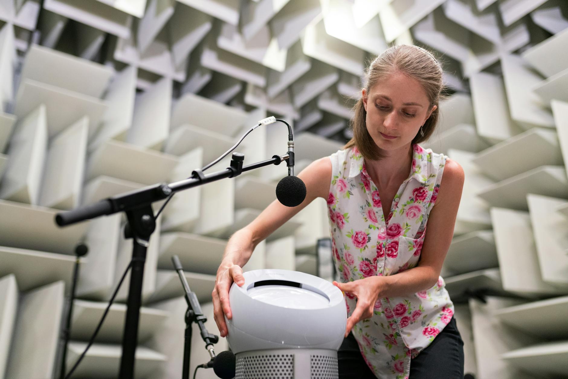 photo of female engineer doing tests